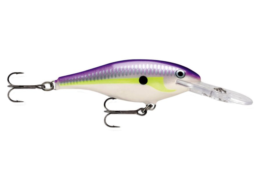 Shad Rap Lure – Size 05, 2″ Length, 4′-9′ Depth, 2 Number 8 Treble Hooks, Regal Shad, Per 1
