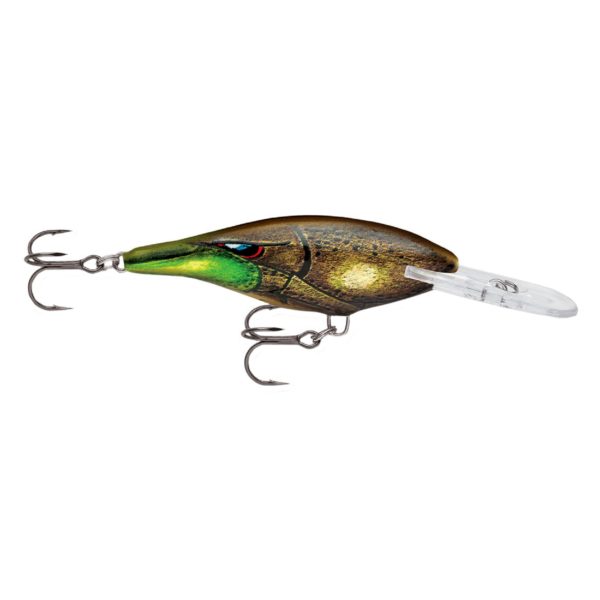 Shad Rap Lure – Size 05, 2″ Length, 4′-9′ Depth, 2 Number 8 Treble Hooks, Mossy, Per 1