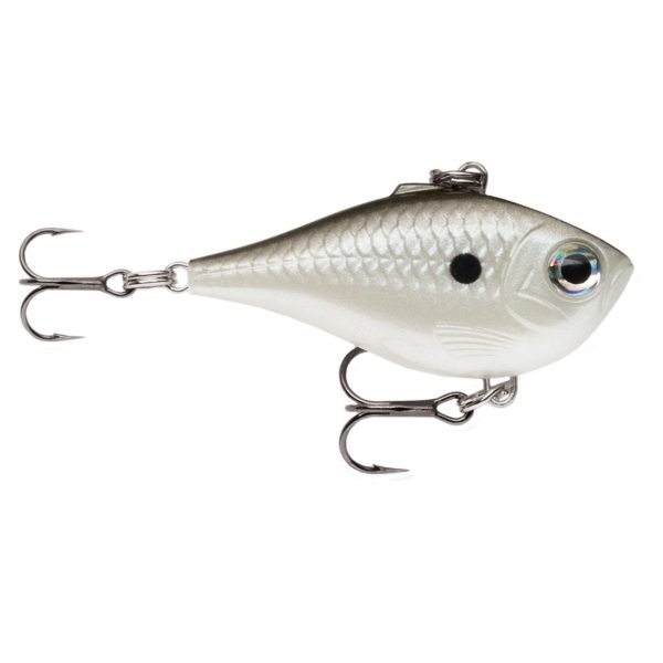 Ultra Light Rippin’ Rap Lure – Size 04, 1 1-2″ Length, Variable Depth, #10-12 Treble Hook, Pearl Gray Shine