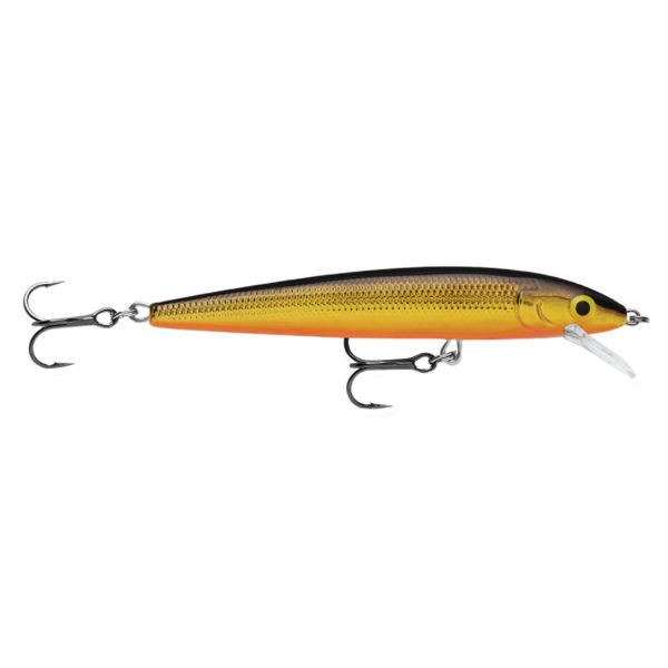 Husky Jerk Lure – Size 08, 3 1-2″ Length, 4’6′ Depth, 2 Number 6 Treble Hooks, Gold, Per 1