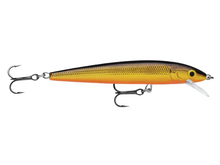 Husky Jerk Lure – Size 10, 4″ Length, 4’6′ Depth, 2 Number 5 Treble Hooks, Gold, Per 1