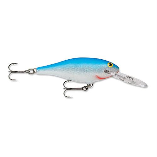 Shad Rap Lure – Size 05, 2″ Length, 4′-9′ Depth, 2 Number 8 Treble Hooks, Blue, Per 1