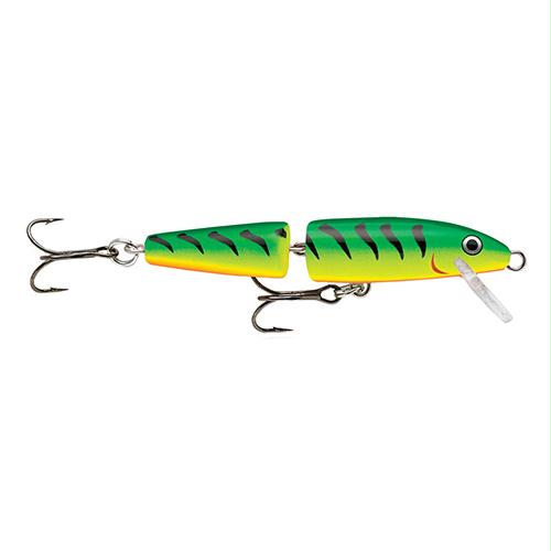 Jointed Lure – Size 13, 5 1-4″ Length, 4′-14′ Depth, 2 Number 2 Treble Hooks, Fire Tiger, Per 1