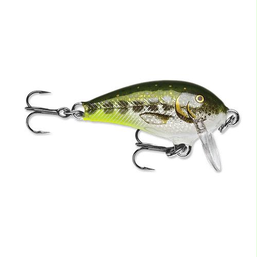 Mini Fat Rap Hard Bait Lure – Size 03, 1 1-2″ Length, 3’6′ Depth, 2 #12 Treble Hooks Olive Green Muddler Per 1