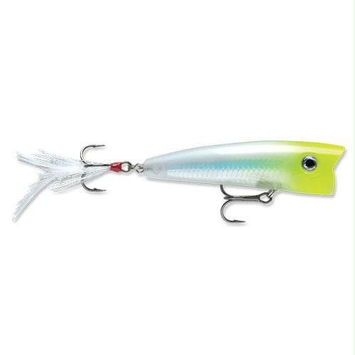 X-Rap Pop Hard Bait Lure – Freshwater, Size 07, 2 3-4″ Length, Topwater Depth, Chartreuse Ghost, Per 1