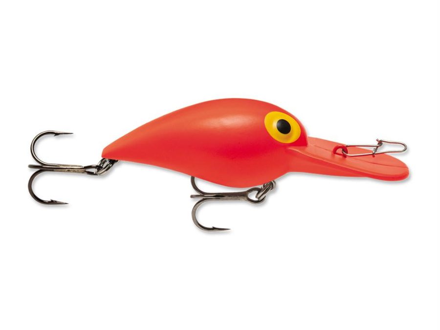 Original Wiggle Wart Lure – 2″ Length, 7′-14′ Depth, Number 4 Hook, Solid Fluroscent Red, Per 1