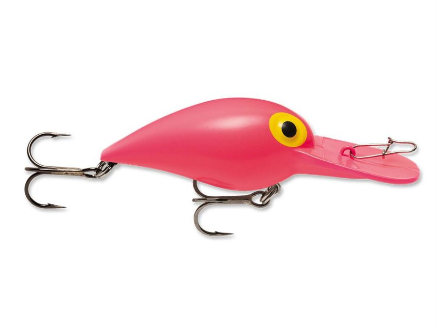 Original Wiggle Wart Lure – 2″ Length, 7′-14′ Depth, Number 4 Hook, Solid Fluorescent Pink, Per 1