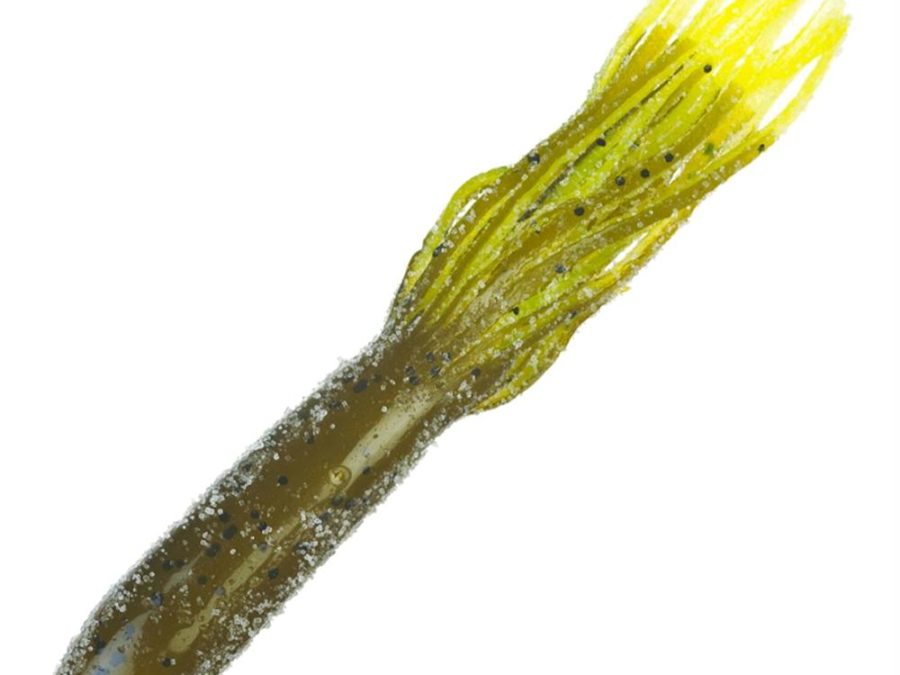 Coffee Tube Flip-N-Tube Lure – 4 1-25″ Lenght, Green Pumpkin Chartreuse Tail , Package of 6