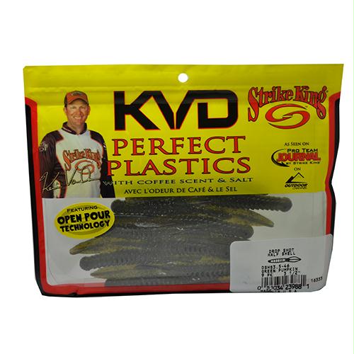 KVD Drop Shot Half Shell Soft Lure – 3 1-2″ Body Length, Green Pumpkin, Per 9