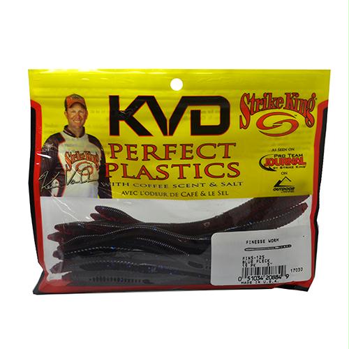 KVD Finesse Worm Soft Lure –  5″ Body Length, Blue Fleck, Per 15