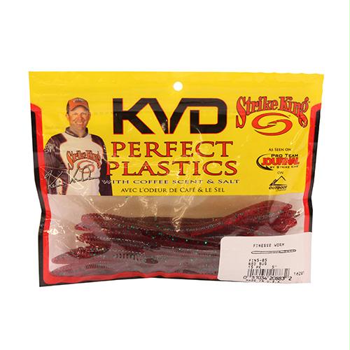 KVD Finesse Worm Soft Lure –  5″ Body Length, Red Bug, Per 15
