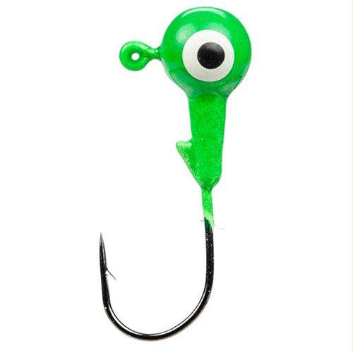 Mr. Crappie Jig Head with Lazer Sharp Eagle Claw Hook – Freshwater, 1-32 oz, #2 Hook, Limetreuse, Package of 8