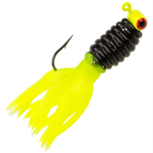 Mr. Crappie Sausage Head Jig –  1-8 oz. #4 Hook, Tuxedo Black-Chartreuse, Package of 3