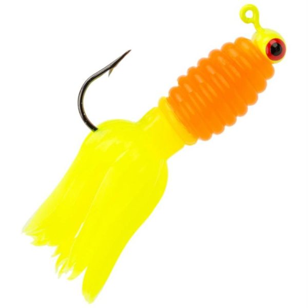 Mr. Crappie Sausage Head Jig -  1-8 oz. #4 Hook, Osage Orange, Package of 3 Mr. Crappie Sausage Head Jig –  1-8 oz. #4 Hook, Osage Orange, Package of 3
