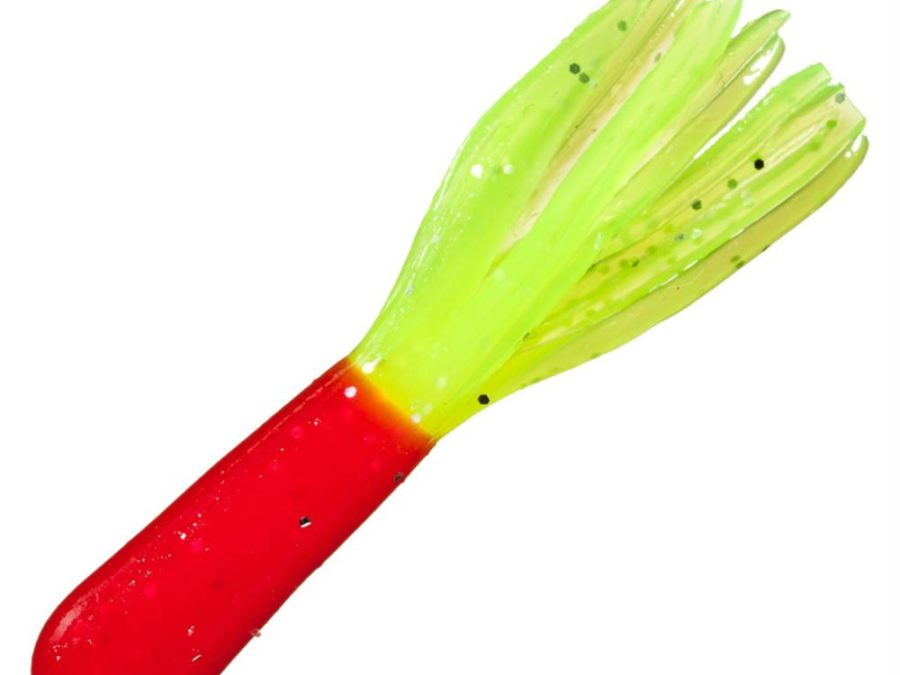 Mr. Crappie Tube Lure – 2″ Length, Red Chartreuse Sparkle, Package of 15