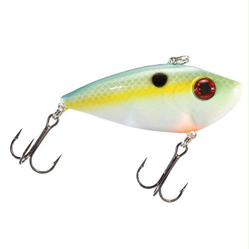 Red Eyed Shad 1-2 oz Hard Lipless Crankbait Lure – 3 1-4″ Length. 8′ Depth, Two Number 6 Treble Hooks, Chartreuse Sexy SShad, Per 1