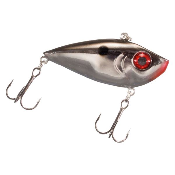 Red Eyed Shad 1-4 oz Hard Lipless Crankbait Lure – 2″ Length. Variable Depth, Two Number 6 Treble Hooks, Chrome Black, Per 1
