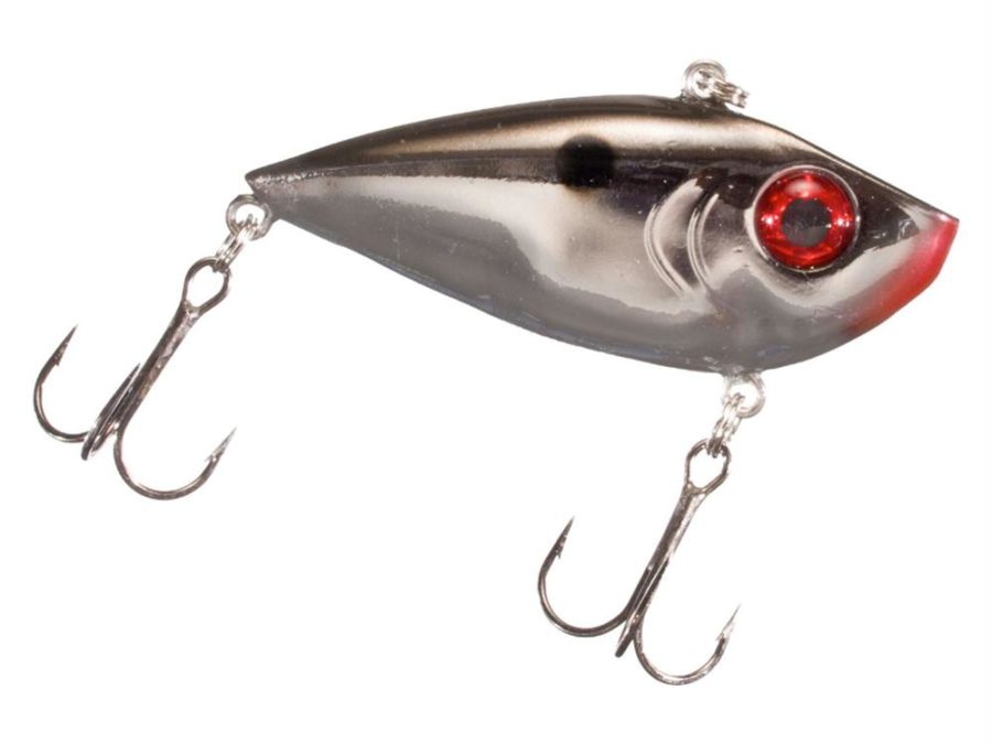 Red Eyed Shad 1-4 oz Hard Lipless Crankbait Lure – 2″ Length. Variable Depth, Two Number 6 Treble Hooks, Chrome Black, Per 1