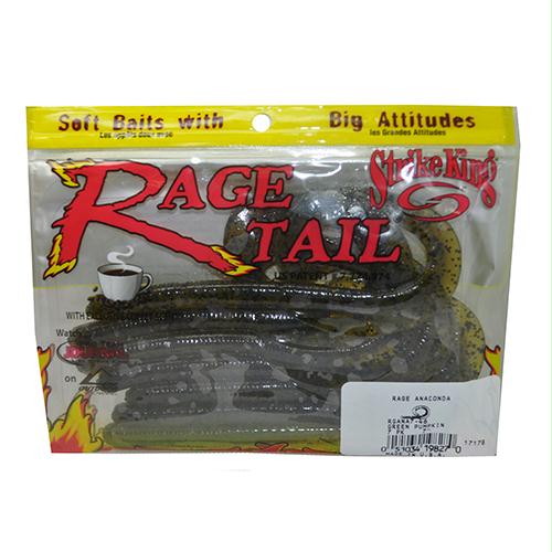 Rage Tail Rage Anaconda Soft Bait Lure – 7″ Body Length, Green Pumpkin, Per 7