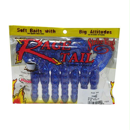 Rage Tail Craw Soft Lure – 4″ Body Length, Blue sapphire, Per 7