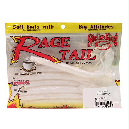 Rage Tail Cut-R Worm – 6″ Body Length, Pearl, Package of 7