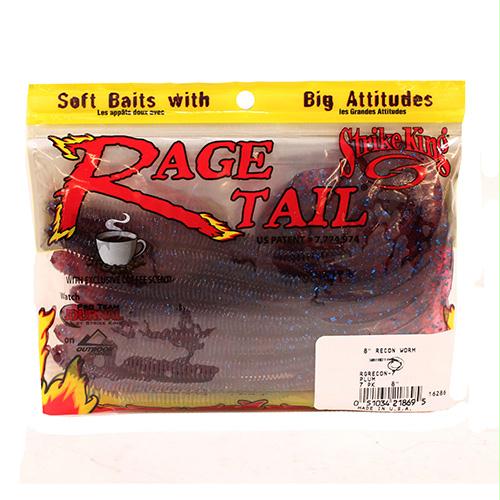 Rage Recon Worm Soft Lure – 8″ Body Length, Plum, Per 7