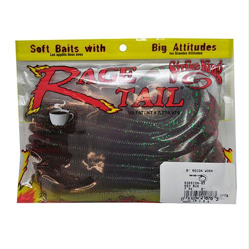 Rage Recon Worm Soft Lure – 8″ Body Length, Red Bug, Per 7