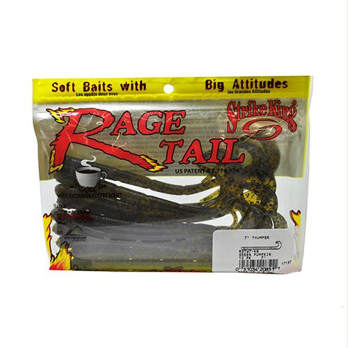 Rage Thumper Worm Soft Bait Lure – 7″ Body Length, Green Pumpkin, Per 10