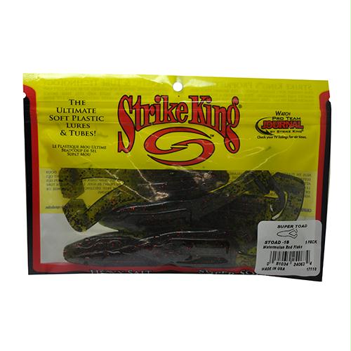 Super Toad Soft Bait Lure – 4″ Body Length, Watermelon Red Flake, Per 5