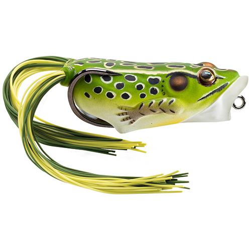 Frog Body Hollow Body Popper Bait – Freshwater, 2 1-2″ Length, 1-2 oz Weight, Green-Yellow, Per 1