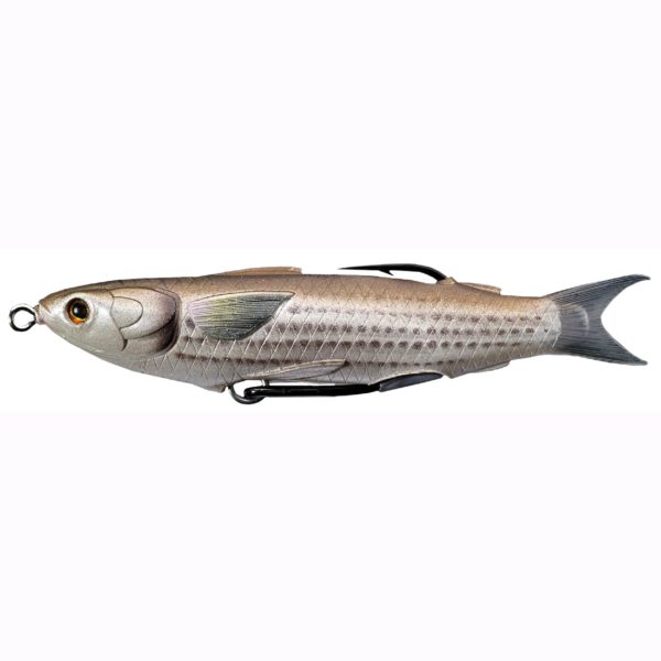 Mullet Hollow Body Lure – Saltwater, 4 1-2″ Length, 1-2 oz, Surface Depth, Natural-Brown. Per 1