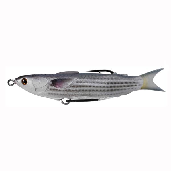 Mullet Hollow Body Lure – Saltwater, 5 3-8″ Length, 5-8 oz, Surface Depth, Natural-Black, Per 1