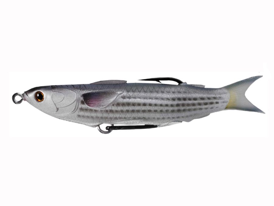 Mullet Hollow Body Lure – Saltwater, 5 3-8″ Length, 5-8 oz, Surface Depth, Natural-Black, Per 1