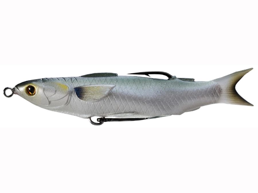 Mullet Hollow Body Lure – Saltwater, 4 1-2″ Length, 1-2 oz, Surface Depth, Silver. Per 1