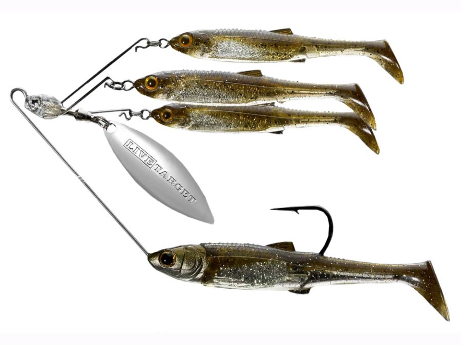 Baitball Spinner Rig – Freshwater, Medium, 1-2 oz Weight, 1′-15′ Depth, Green Pumpkin-Silver, Per 1