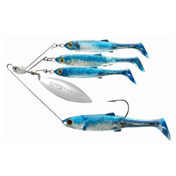 Baitball Spinner Rig – Freshwater, Small, 1′-15′ Depth, 3-8 oz Weight, Blue-Silver, Per 1