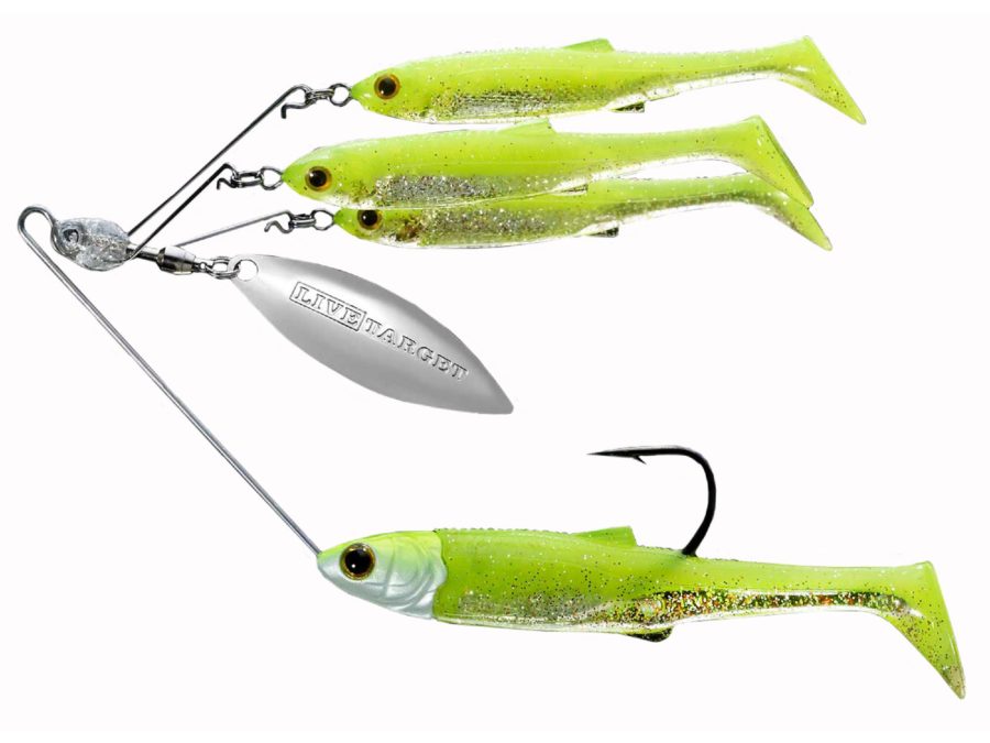 Baitball Spinner Rig – Freshwater, Small, 1′-15′ Depth, 3-8 oz Weight, Chartreuse-Silver, Per 1