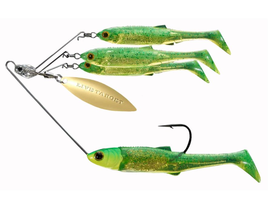 Baitball Spinner Rig – Freshwater, Large, 1-2 oz Weight, 1′-15′ Depth, Lime Chartreuse-Gold, Per 1