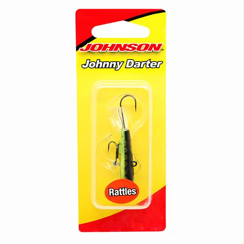 Johnny Darter Hard Bait Lure – 3-4″ Length, 1-8 oz, 2 Number 10 Hooks, Antifreeze Perch, Per 1