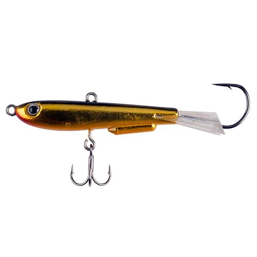 Johnny Darter Hard Bait Lure – 3-4″ Length, 1-8 oz, 2 Number 10 Hooks, Black-Gold, Per 1
