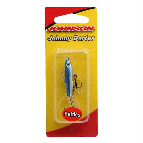 Johnny Darter Hard Bait Lure – 3-4″ Length, 1-8 oz, 2 Number 10 Hooks, Chrome-Blue, Per 1