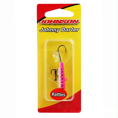 Johnny Darter Hard Bait Lure – 3-4″ Length, 1-8 oz, 2 Number 10 Hooks, Pink Glow Tiger, Per 1