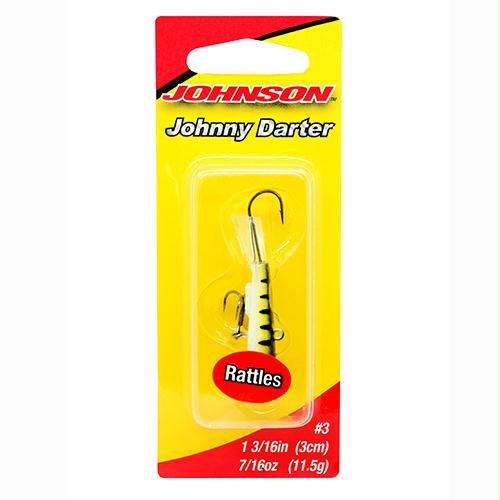 Johnny Darter Hard Bait Lure – 1 3-16″ Length, 3-8 oz, 2 Number 10 Hooks, Glow Yellow Perch, Per 1