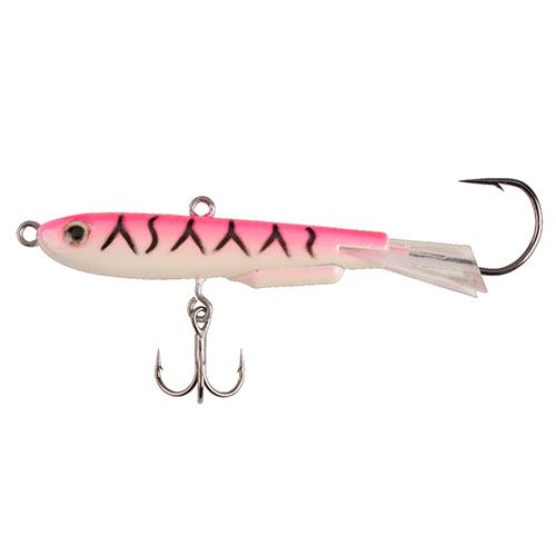 Johnny Darter Hard Bait Lure – 1 3-16″ Length, 3-8 oz, 2 Number 10 Hooks, Pink Glow Tiger, Per 1