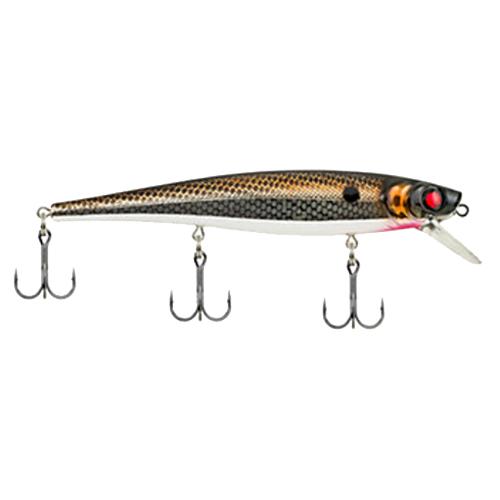 Skinny Cutter 110 Shallow Hard Bait Lure – 4 1-4″ Length, 7-16 oz, 3′-5′ Depth, 3 Hooks, Black-Silver, Per 1