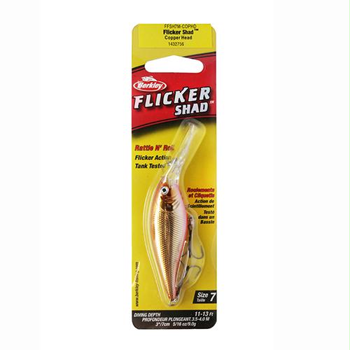 Flicker Shad Hard Bait Lure – 2 3-4″ Length, 5-16 oz Weight, 11′-13′ Depth, 2 Hooks, Copperhead, Per 1