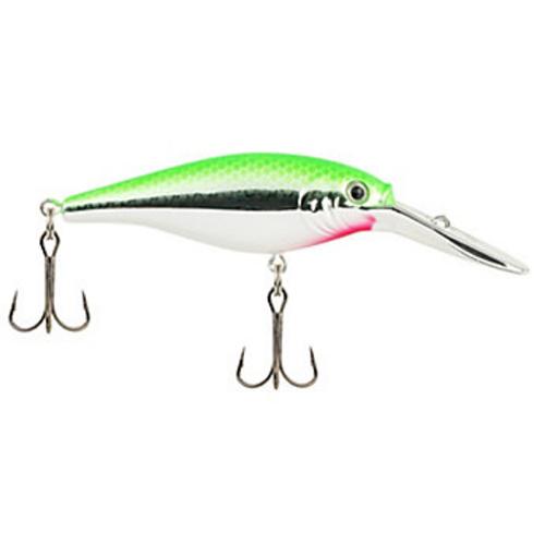 Flicker Shad Hard Bait Lure – 2 3-4″ Length, 5-16 oz Weight, 11′-13′ Depth, 2 Hooks, Lime Chrome, Per 1