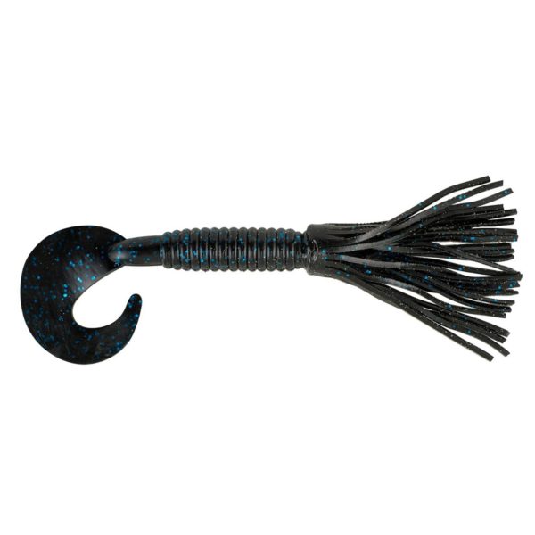 Bearded Single Tail Grub Soft Bait – 3 1-2″ Length, Black-Blue Flake, Per 6