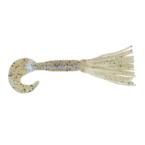 Bearded Single Tail Grub Soft Bait – 3 1-2″ Length, Oyster Shell, Per 6