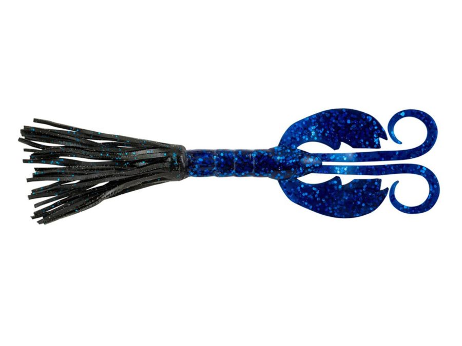 Bearded CrazyLeg Chigger Craw Soft Bait – 4 1-2″ Length, Blue Fleck-Sapphire Blue, Per 5